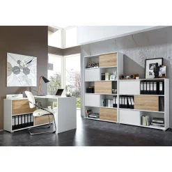 Schiebetürregal 120 x 119 x 35 cm anthrazit/Sonoma Eiche^ Hot