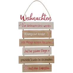 Schild Nollaig sortiert Rechteck 0,5 x 24 x 48 cm natur rot Metall Textil Holz^ Discount