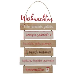 Schild Nollaig sortiert Rechteck 0,5 x 24 x 48 cm natur rot Metall Textil Holz^ Discount