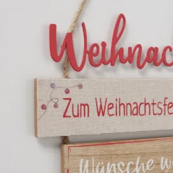Schild Nollaig sortiert Rechteck 0,5 x 24 x 48 cm natur rot Metall Textil Holz^ Discount