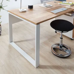 Schreibtisch Lionel mit Metallkufen 158 x 75 x 79 cm weiß/Navarra-Eiche-Nachbildung