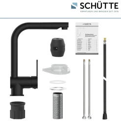 Schütte Spültischarmatur „London“ schwarz mit Geschirrbrause