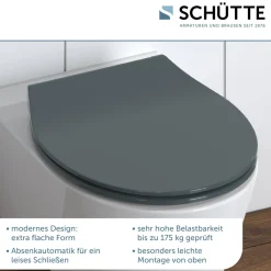 Schütte Duroplast WC-Sitz SLIM ANTHRAZIT mit Absenkautomatik und Schnellverschluss