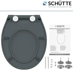 Schütte Duroplast WC-Sitz SLIM ANTHRAZIT mit Absenkautomatik und Schnellverschluss
