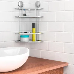 Schütte Dusch-Eckablage 2 Etagen Chrom zum Kleben oder Schrauben