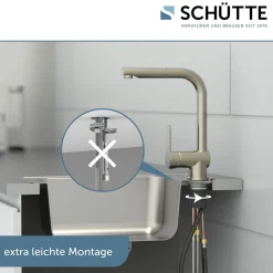 Schütte Spültischarmatur London Edelstahloptik mit herausziehbarem Auslauf