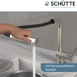 Schütte Spültischarmatur London Edelstahloptik mit herausziehbarem Auslauf