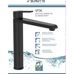 Schütte Spültischarmatur mit hohem Auslauf VITA schwarz