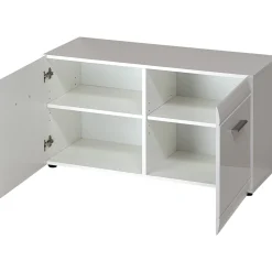 Schuhbank Adison Fronten in Hochglanz mit Rillenfräsung 96 x 51 x 39 cm weiß