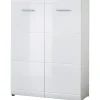 Schuhschrank Adison Fronten in Hochglanz mit Rillenfräsung 90 x 120 x 36 cm weiß