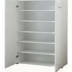 Schuhschrank Adison Fronten in Hochglanz mit Rillenfräsung 90 x 120 x 36 cm weiß