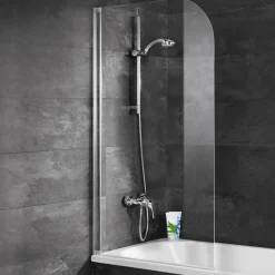 Schulte Badewannenfaltwand Komfort 140 x 80 cm Echtglas weiß