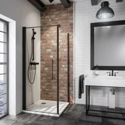 Schulte Drehtür inkl SeitenwandAlexa Style 2.0" Mattschwarz 192 x 90 cm