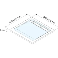 Duschwanne Quadrat extra flach Rinne 1000 x 1000 mm chromoptik^Schulte Discount