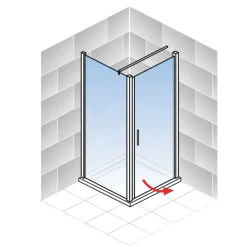 Eckdusche mit Drehtür Alexa Style 2.0 Alu Natur ESG fixil 90 x 90 cm*Schulte Sale