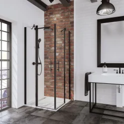 Eckeinstieg mit Drehtür BlackStyle mattschwarz BxH 90 x 192 cm*Schulte Best