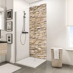 ExpressPlus Duschrueckwand DecoDesign Dekor Stein Verblender hell 2550 x 1000*Schulte New