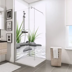 ExpressPlus Duschrueckwand DecoDesign Foto ue Eck Zen Steine u Gras 2100 x 900*Schulte New