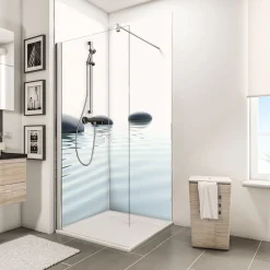 Schulte ExpressPlus Duschrueckwand DecoDesign Foto ue Eck Zen Steine u Wasser 2100 x 9