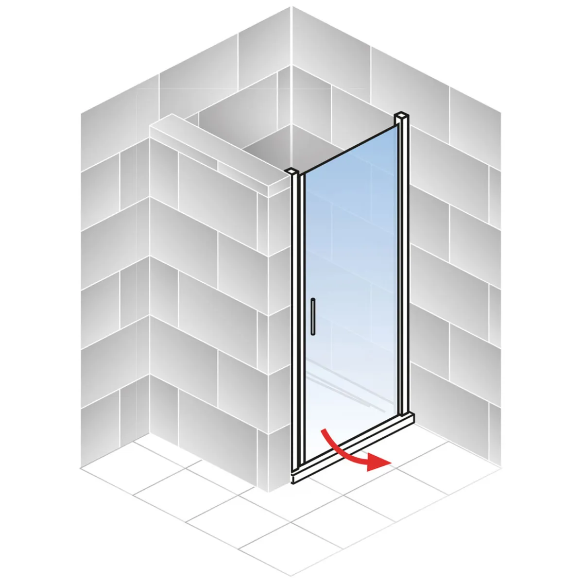 Schulte Runddusche mit Drehtür Alexa Style 2.0 90 x 192 x 90 cm ESG fixil