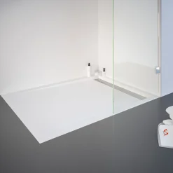 Schiebetür Master Class inkl Seitenwand 120 x 90 cm weiß Rinne chrom rechts^Schulte Best