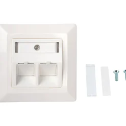 Keystone Anschlussdose 2-fach Unterputz mit Schrägauslass^Schwaiger