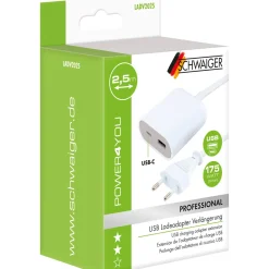 Ladeadapter-Verlängerung 2,5 m 230 V weiß^Schwaiger