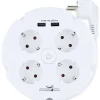 Schwaiger Steckdosenleiste 4-fach mit 2-fach USB rund weiß