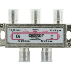 Schwaiger 4-fach Universal-Verteiler 12 dB für Kabel/Antenne