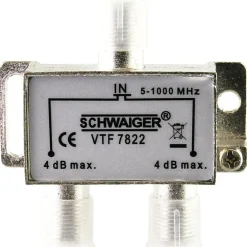 Schwaiger 2-fach Verteiler 4 dB 5-1000MHz für Kabel/Antenne