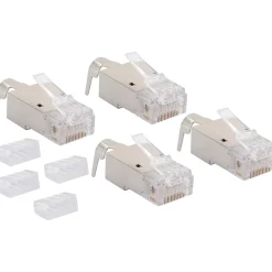 Netzwerkstecker CAT 6a/CAT 7 silber/grau 4 Stück*Schwaiger Sale