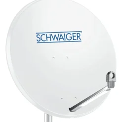 Satellitenschüssel mit Logo 80 cm Aluminium hellgrau^Schwaiger Best