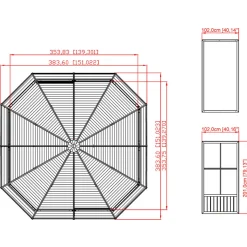 Sojag Pavillon Kaltwintergarten Charleston 1212 383,6x383,6x280,89cm Anthrazit