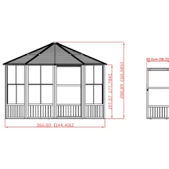 Sojag Pavillon Kaltwintergarten Charleston 1212 383,6x383,6x280,89cm Anthrazit
