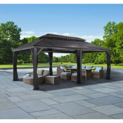 Pavillon Messina 1220 inkl. Moskitonetz 363x598x307,1cm Anthrazit*Sojag New