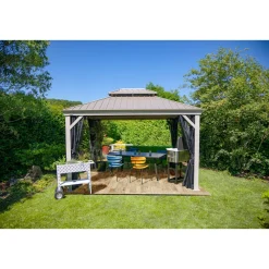 Pavillon Messina 1012 inkl. Moskitonetz 298x363x291,5cm Champagner^Sojag New