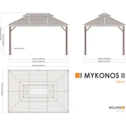 Sojag Pavillon Mykonos 1014 inkl. Moskitonetz 299x425x291,4cm Basaltgrau