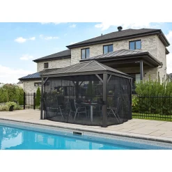 Sojag Pavillon Mykonos 1012 inkl. Moskitonetz 299x364x291cm Basaltgrau