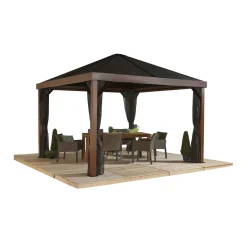 Pavillon Valencia 1212 inkl. Moskitonetz 364,3x364,3x310cm Holzoptik^Sojag New