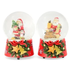 Spieluhr Schneekugel Santa sortiert Poly 14,5 cm