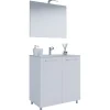 VCM Stand-Waschplatz 80 cm 3-teilig 2 Türen mit Spiegel weiß