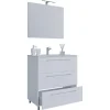VCM Stand-Waschplatz 80 cm 3-teilig 3 Schubfächer mit Spiegel weiß