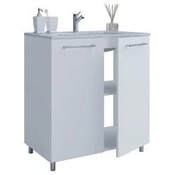 Stand-Waschplatz 80 cm 2-teilig 2 Türen weiß^VCM New