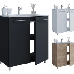 Stand-Waschplatz 80 cm 2-teilig 2 Türen weiß^VCM New