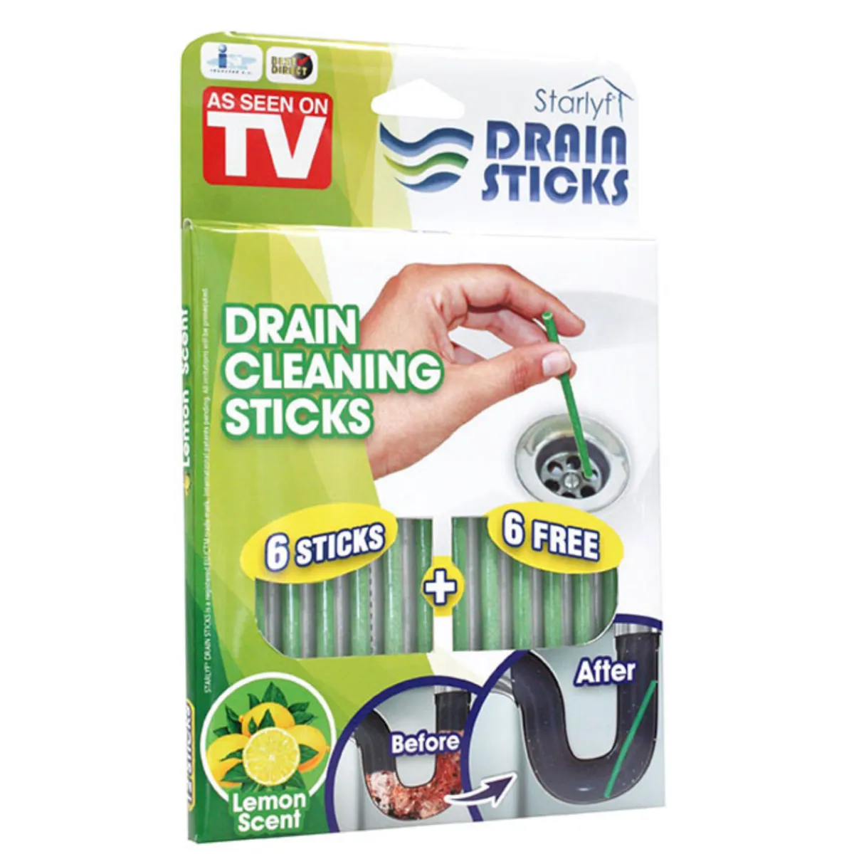 Abflussreiniger Stäbchen Drain Sticks 12 Stück Zitronenduft*Starlyf Hot