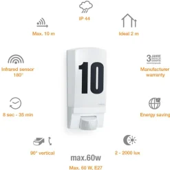 Sensoraußenleuchte L 1 S weiß mit Hausnummer^Steinel Online