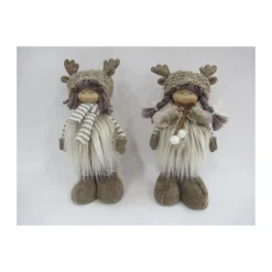 Stoffpuppen Weihnachtskids steh. sort. 21cm beige^ Hot