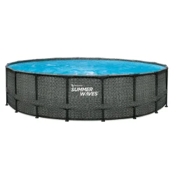 Elite Frame Pool 549x549x132cm Rattan Grau*Summer Waves Sale