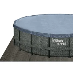 Elite Frame Pool 488x488x122cm Rattan Grau*Summer Waves Clearance