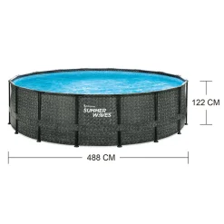 Elite Frame Pool 488x488x122cm Rattan Grau*Summer Waves Clearance